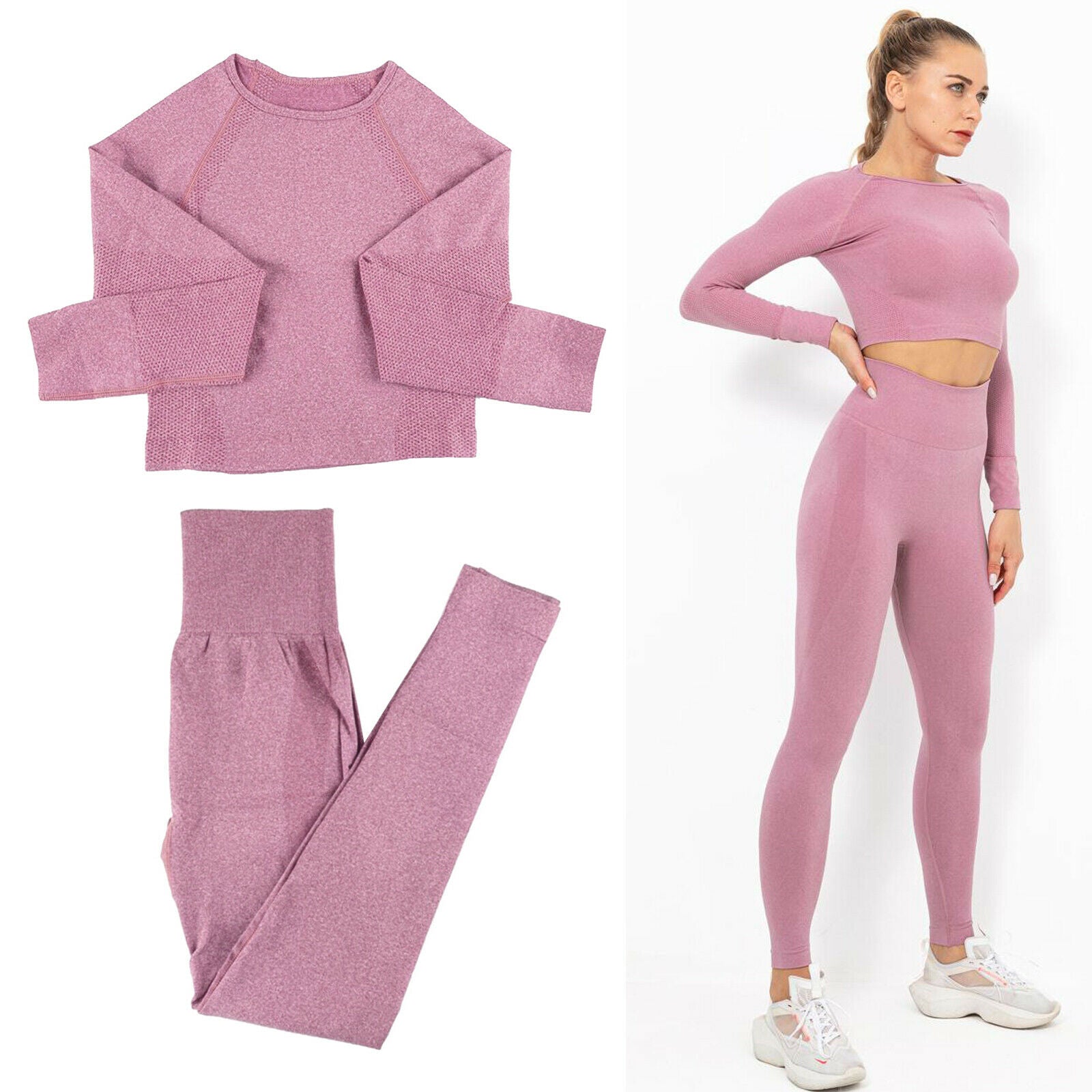 Female Yoga Suits Fitness Tracksuits Tights Leggings Crop Top S Red