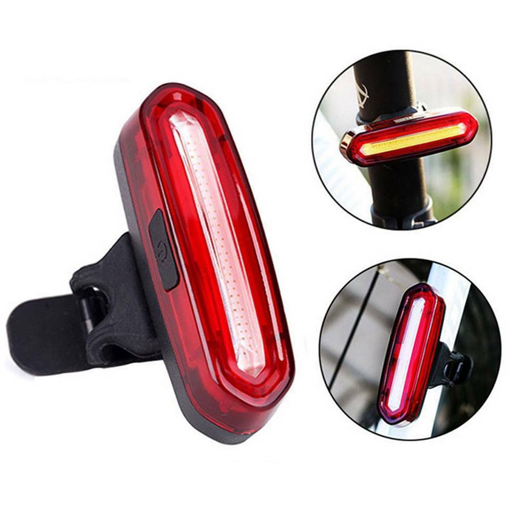 USB Rechargeable Bicycle Tail Light LED Rear Helmet Bike Cycling Safe Flashlight