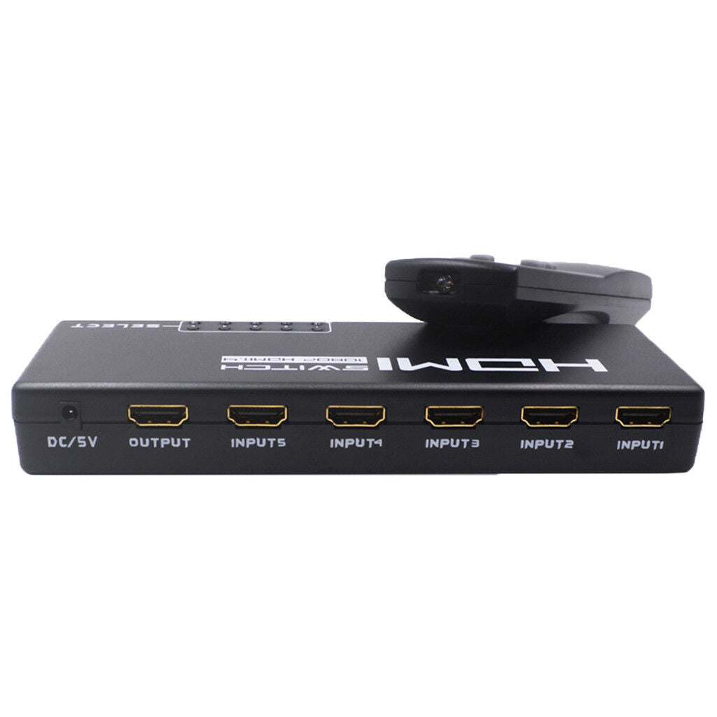 1080P   Switch 5Ports Switcher Selector Remote Splitter Box for HDTV DVD