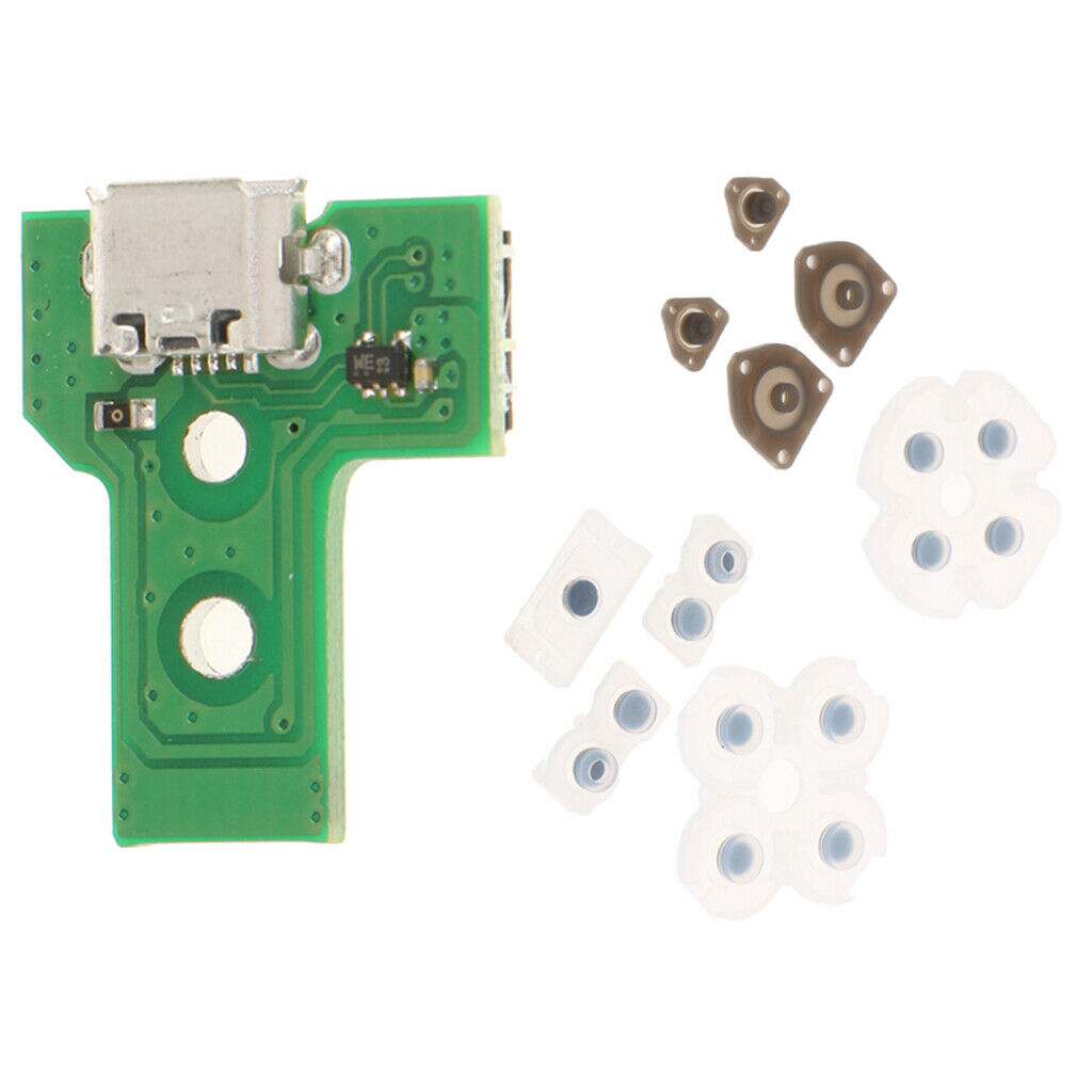 1 Set Buttons Conductive Rubber Pad for PS4 Controller + USB Charging Port