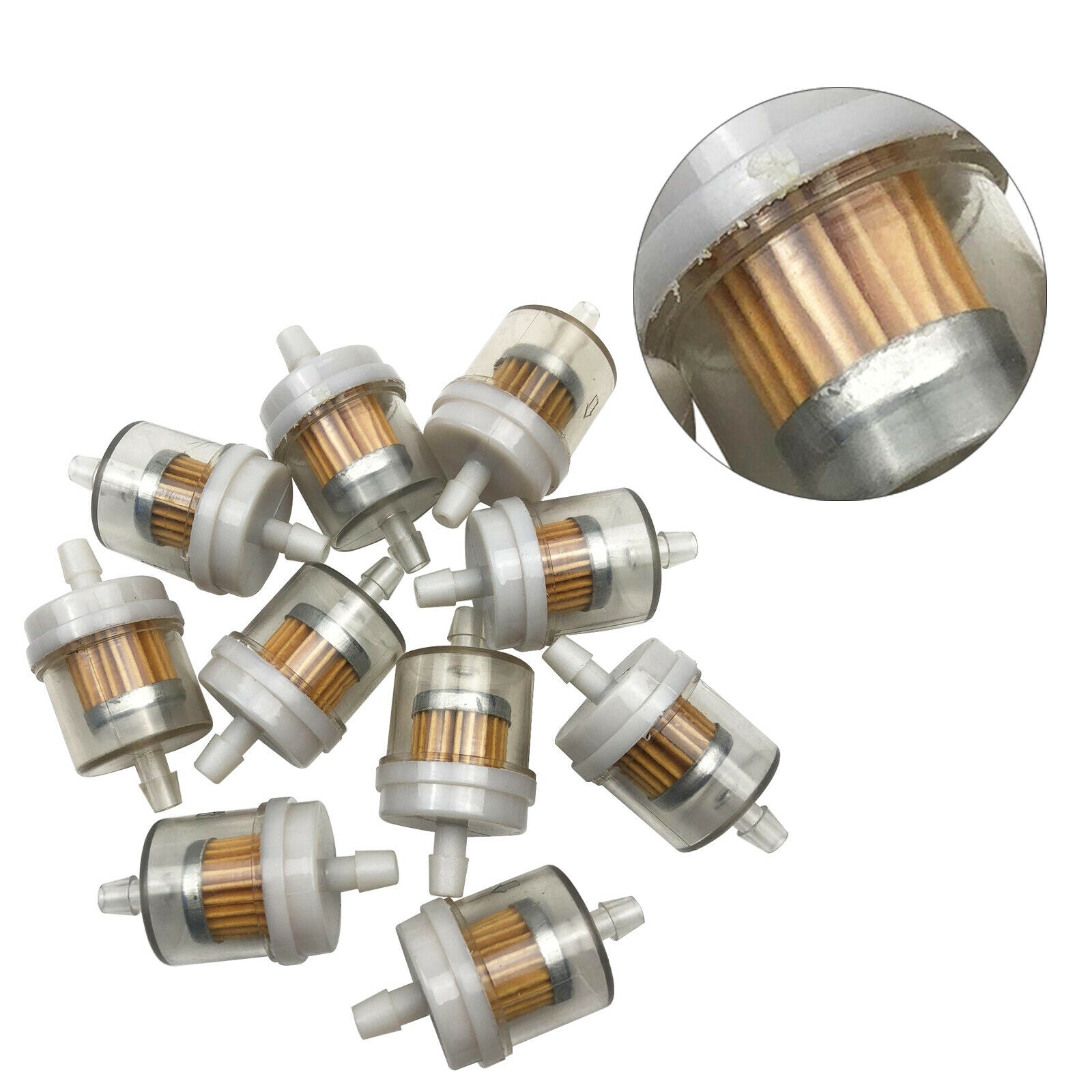 10Pcs Inline 1/4'' Fuel Filter for ATV Dirt Bike Snowmobile Lawnmowers