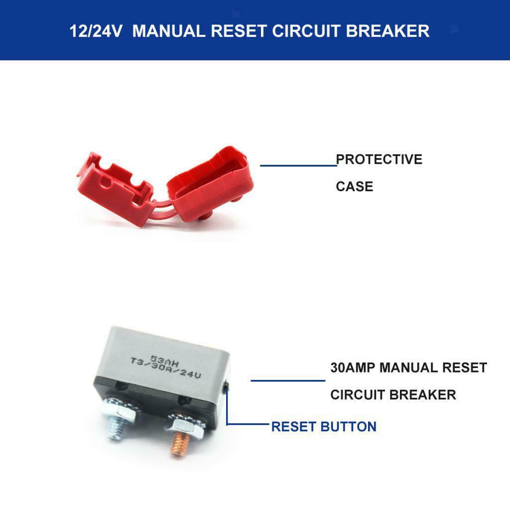 2pcs Car Marine Boat Audio Circuit Breaker Manual Reset Fuseholder  30AMP
