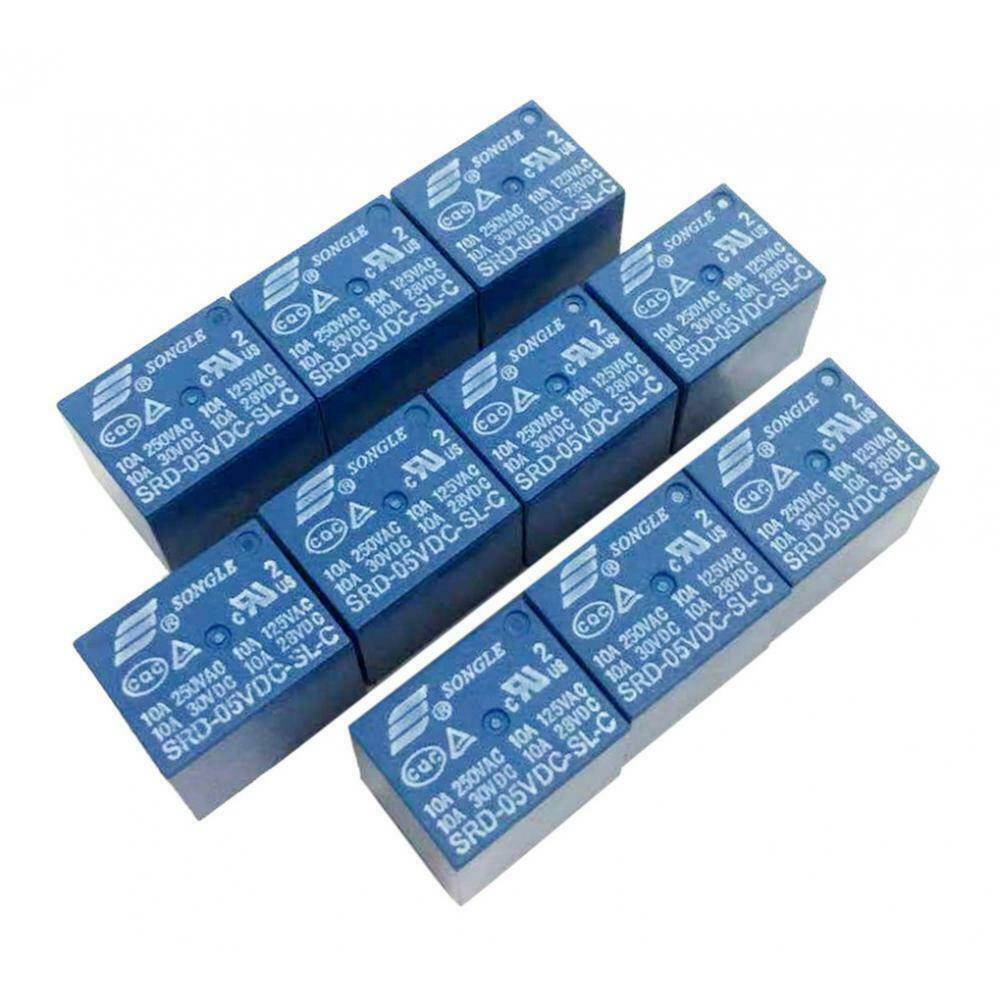 10 Pcs. DC 5V Mini Power Relay, 5Pin, AC250V / AV125V / DC30V / DC28V