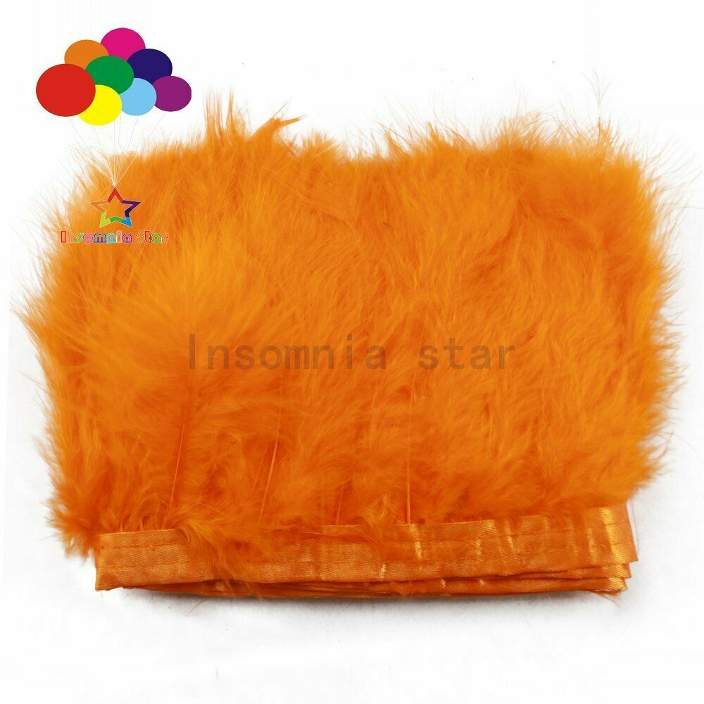 2 Meter 6-7" inch marabou turkey Feather Trimming Orange Color fluff Ribbons