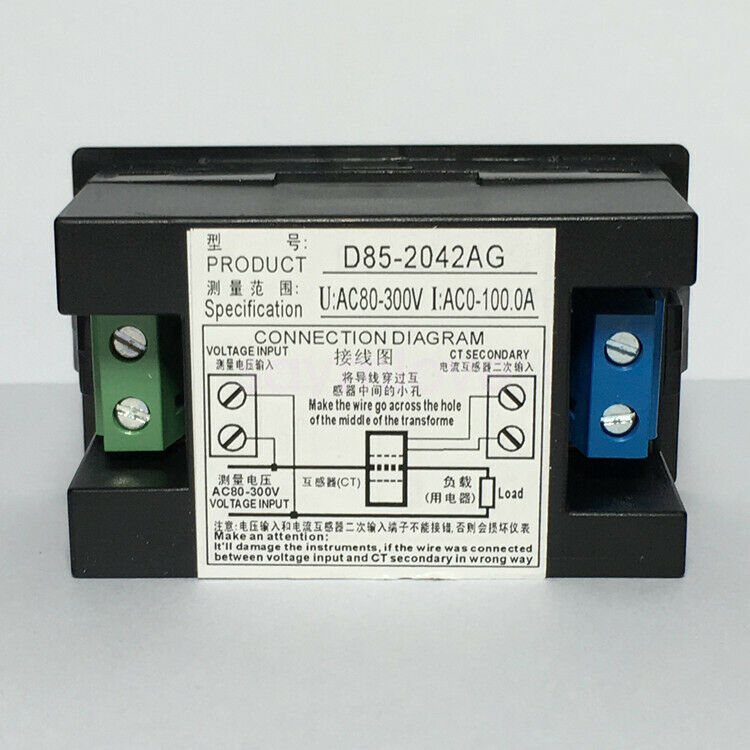 Digital LCD AC Voltmeter Ammeter Panel Amp Volt Gauge 80-300V 200A Dual Display