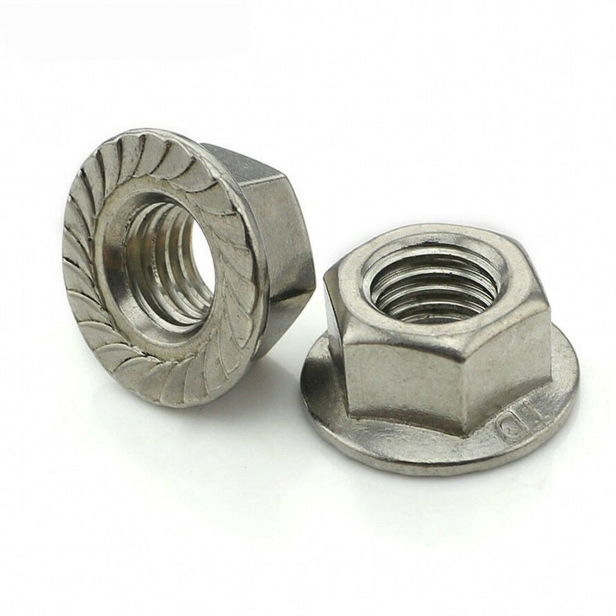 5PCS M8 x 1.25mm Pitch Serrated Flange Nuts Hex Lock Nuts 304 A2 Stainless Steel