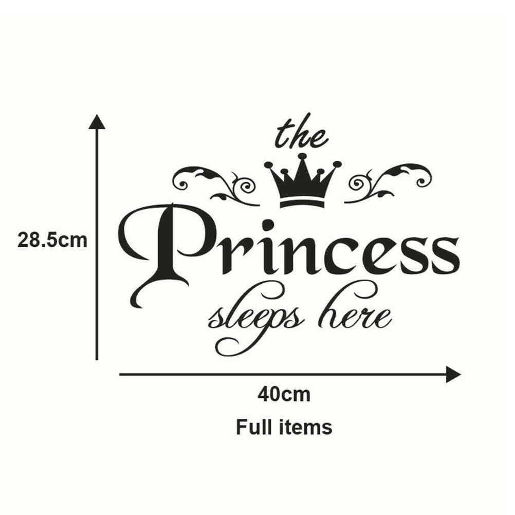 princess sleeps baby kids girl quote wall stickers art room removable deca.l8
