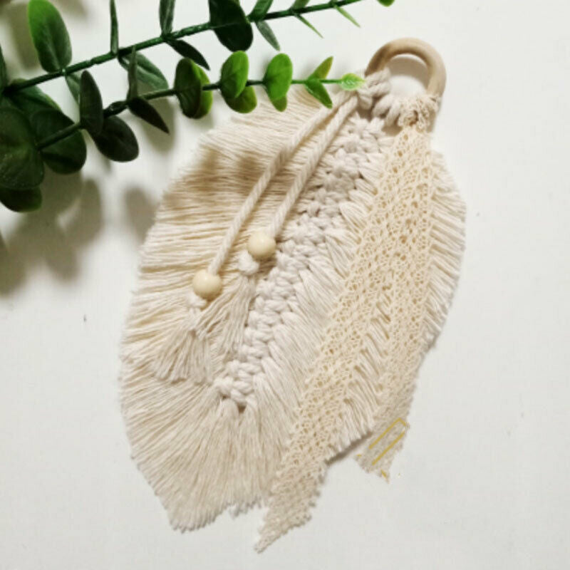 Macrame Home Feathered Charm Wall Hanging Boho Decor Hand-woven Tapest.l8