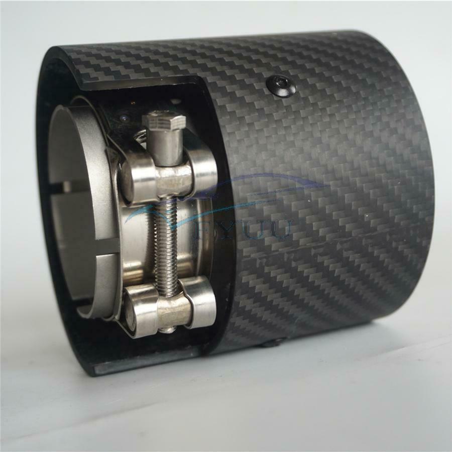 1xMatte Black Carbon Fiber Car Exhaust Tip Pipe 66mm Inlet 93mm Outlet For BMW M