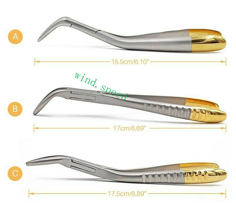 3pc Dental Root Fragment Minimally Invasive Tooth Extraction Forcep Plier Curved
