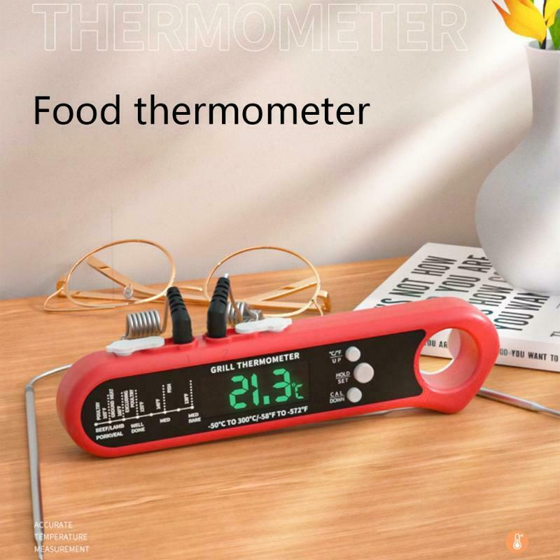 Kitchen Digital Thermometer with Foldable Long Probe Remote Range Cooking Food