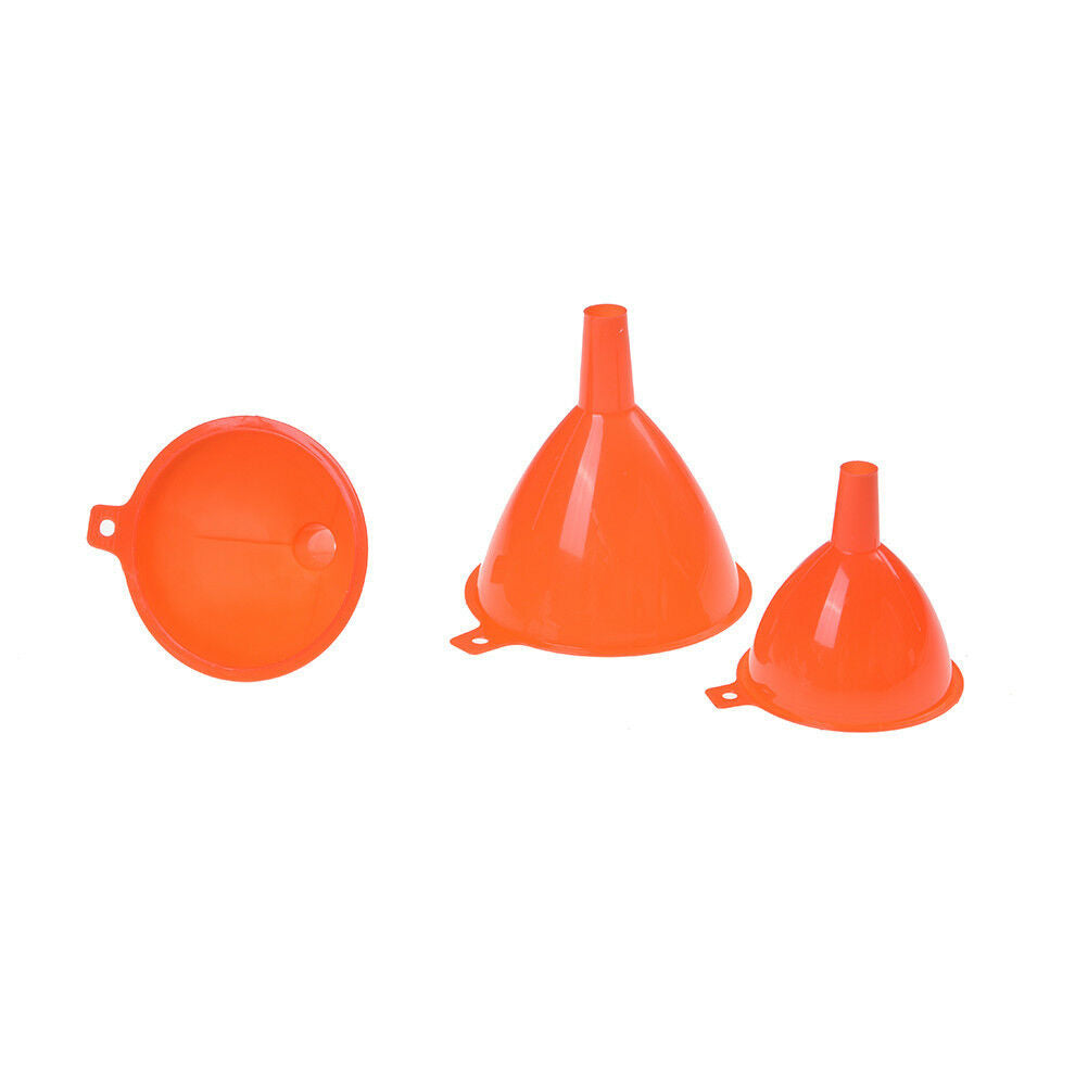 3X Plastic Funnel Kitchen Home Tool Lab Car Gadget Liquid Water Oil Fills .l8