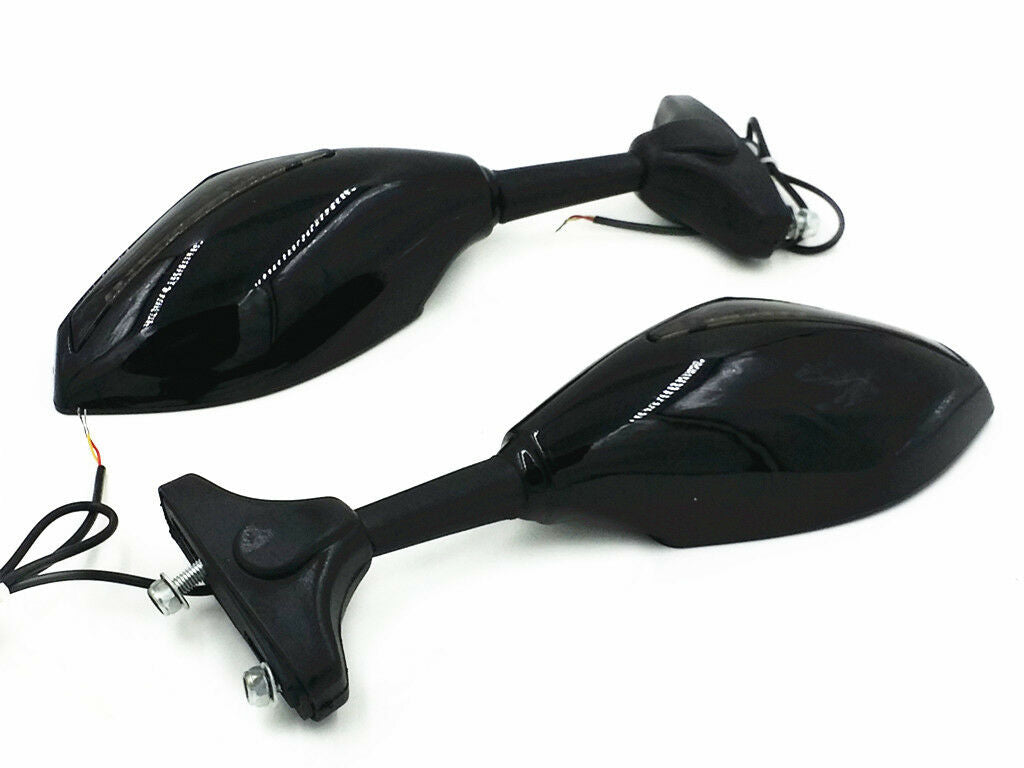 Gloss Black Motorbike Turn Signal Side Mirrors Street Sport Racing Bike Custom