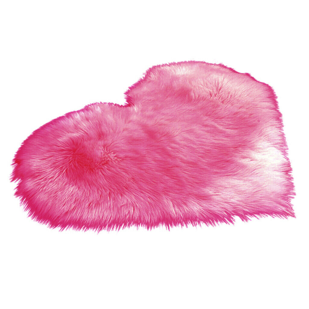 Artificial Wool Area Carpet Plush Floor Mat Sofa Car Seat Pad 15x19inch Pink