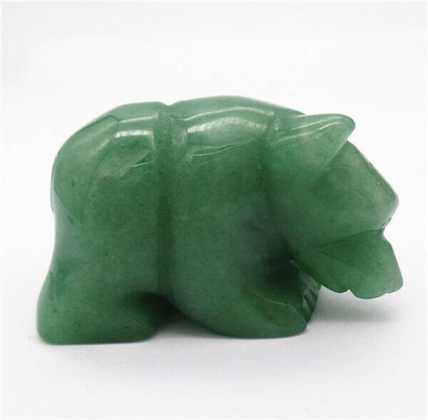 47x28x23mm Natural Green Aventurine Carved Bear Decoration Statue Decor HH7728