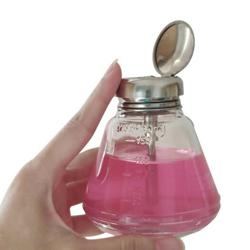2pcs Glass Liquid Alcohol Press Pump Bottles Makeup Remover Dispenser 3/6oz