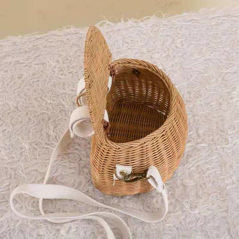 Small Back Basket Cute Hand-woven Rattan Backpack Baby Shoulder Storage BaskFCA