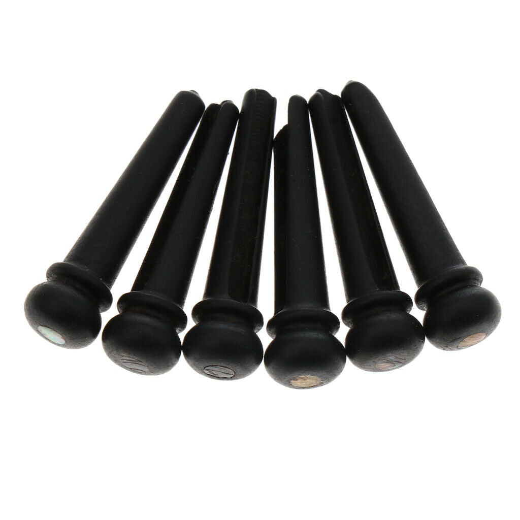 6 Pieces Guitar Bridge Pins Ebony for Acoustic Guitar Accessory Black