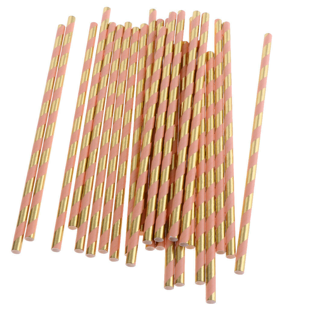25 Pieces Paper Disposable Drinking Straws Biodegradable Wedding Party Favor