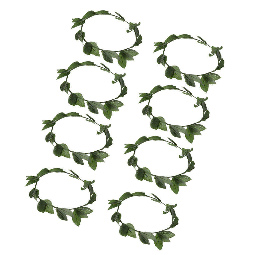 8 Pieces Green Leaves Headband Roman Goddess Laurel Wreath Costume Woman