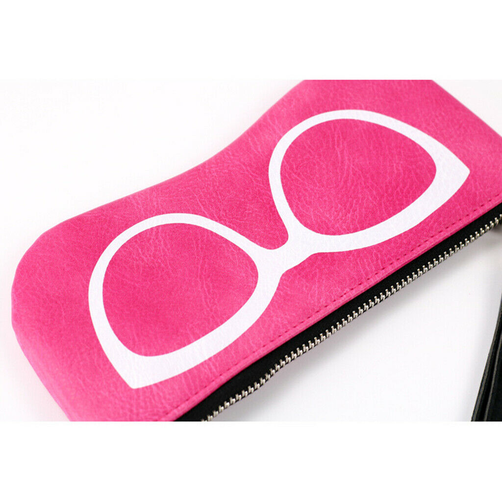 2pcs PU Leather Zipper Sunglasses Pouch Eyeglass Cases Storage Bag for Women