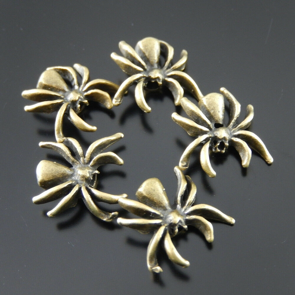 60pcs Antiqued Bronze Spider Bead Charm Alloy Crafting Jewelry Making 14*14*4mm