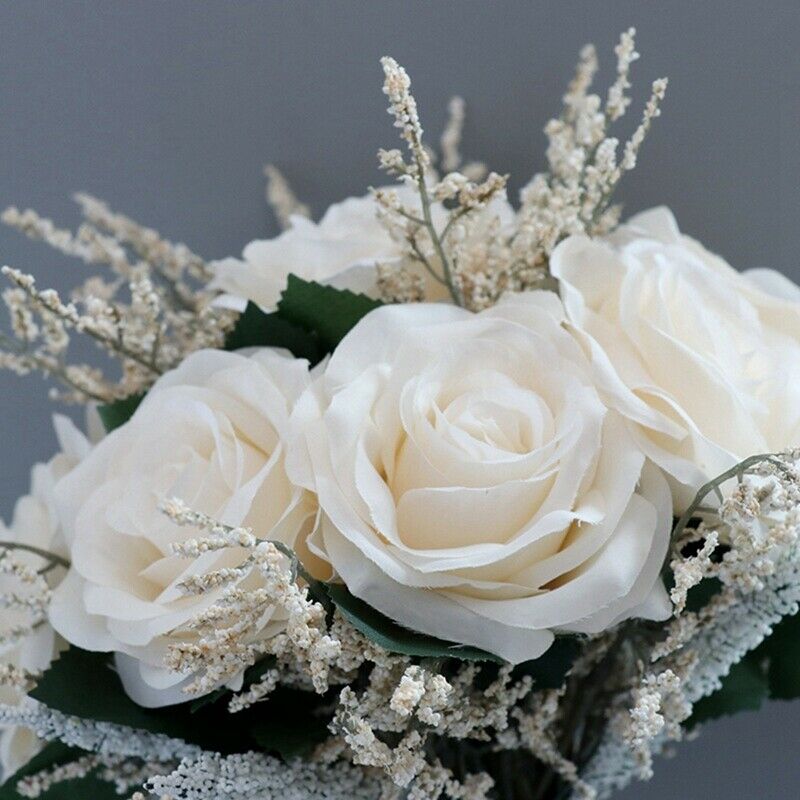 Bridal Bouquets for Wedding, Artificial Rose Flower Bouquet Bride BridesmaidQ5C9