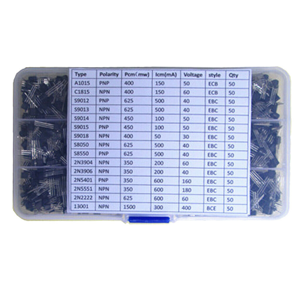 750pcs General Signal Bipolar Transistor TO-92 Assortment Box Kit