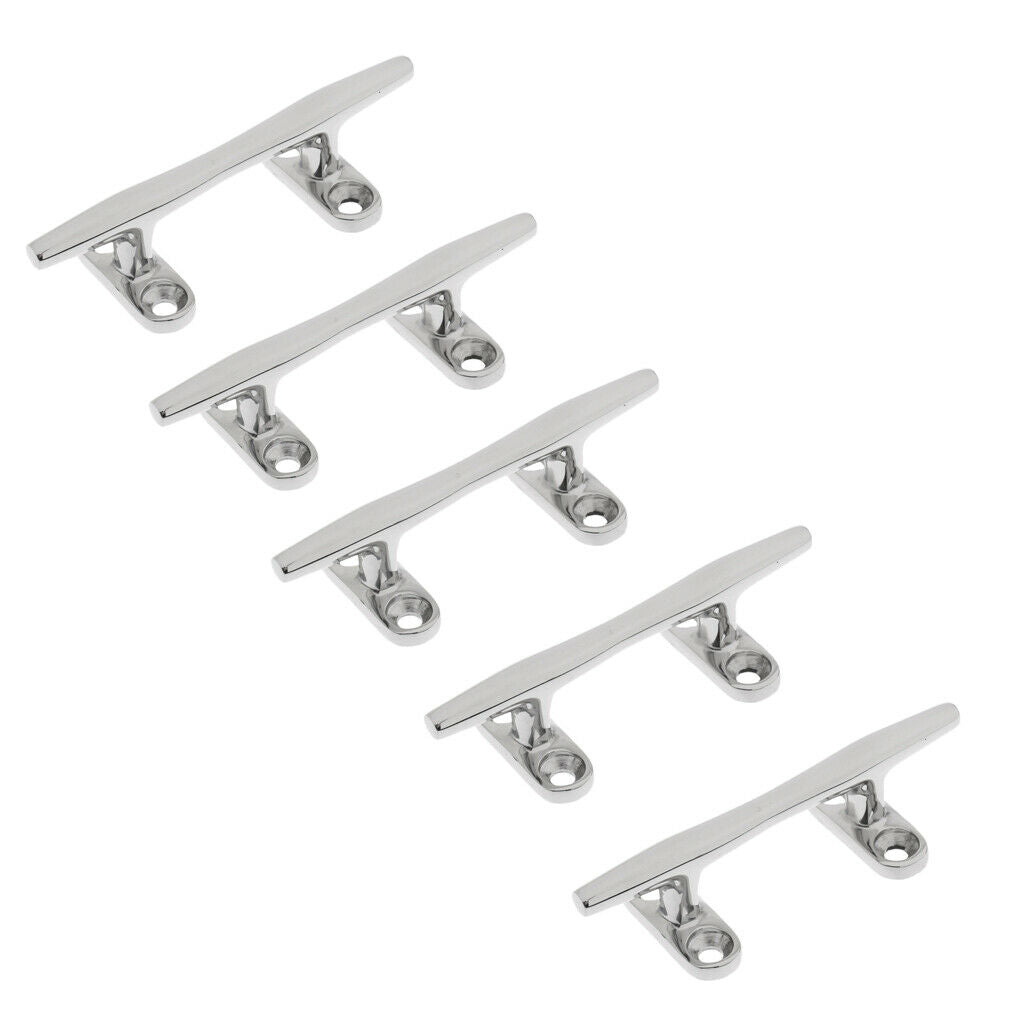 5pcs 4" Boat Dock Rope Line Cleat Marine 316 Stainless Steel Mooring Deck Cleat