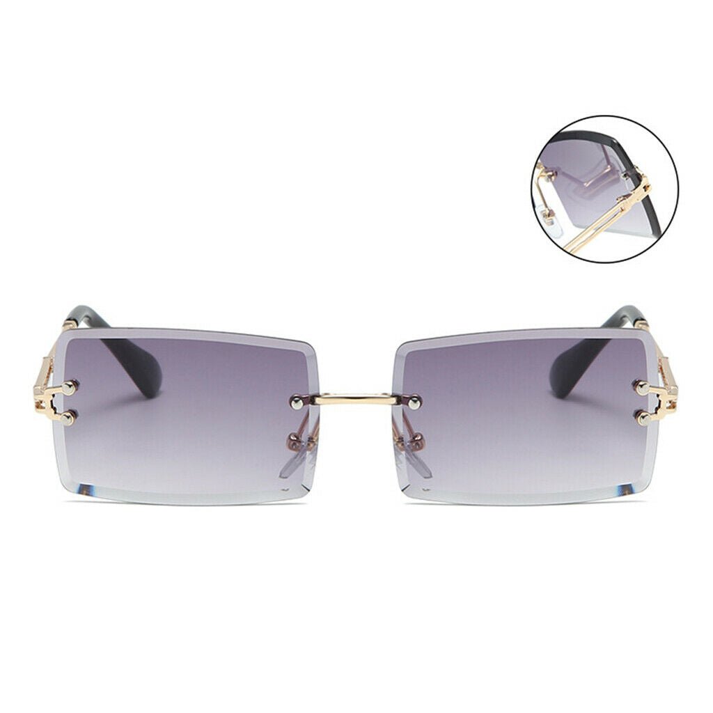 3x Womens Rimless Sunglasses Retro Classic Tinted Lens Metal Frame Anti UV