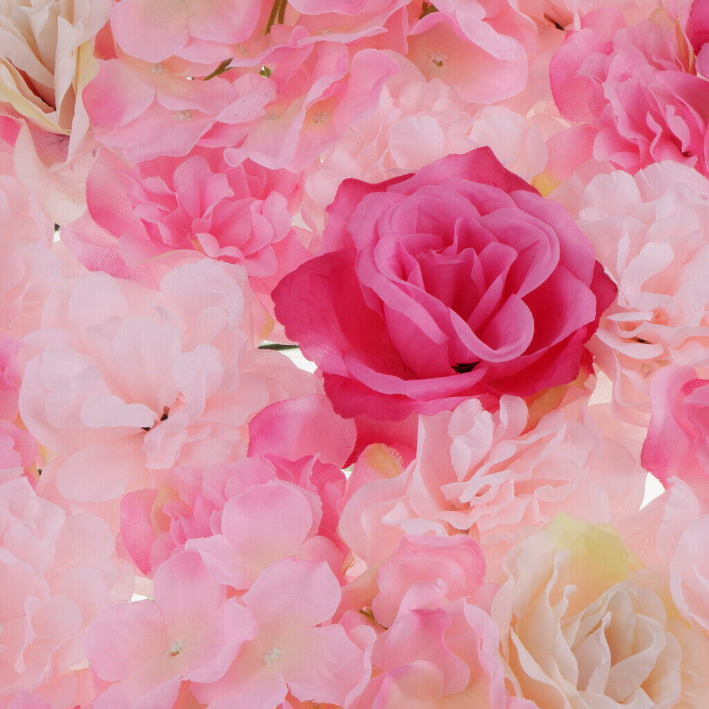 2pcs Silk Flower Wall Panel Hanging Home Wedding Background Venue Decor Pink