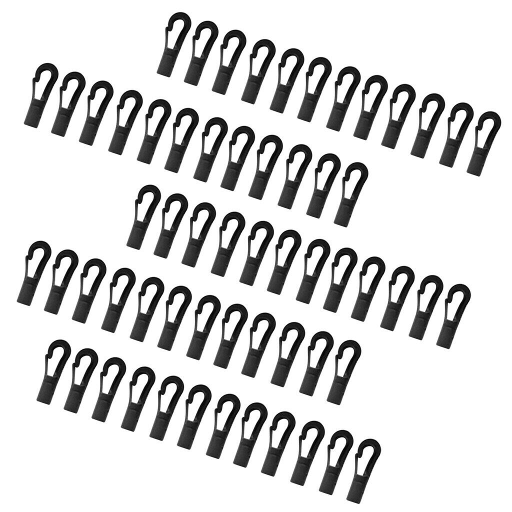 60Pcs Shock Bungee Cord Hook Karabiner Cord Black for 5mm Bungee Straps