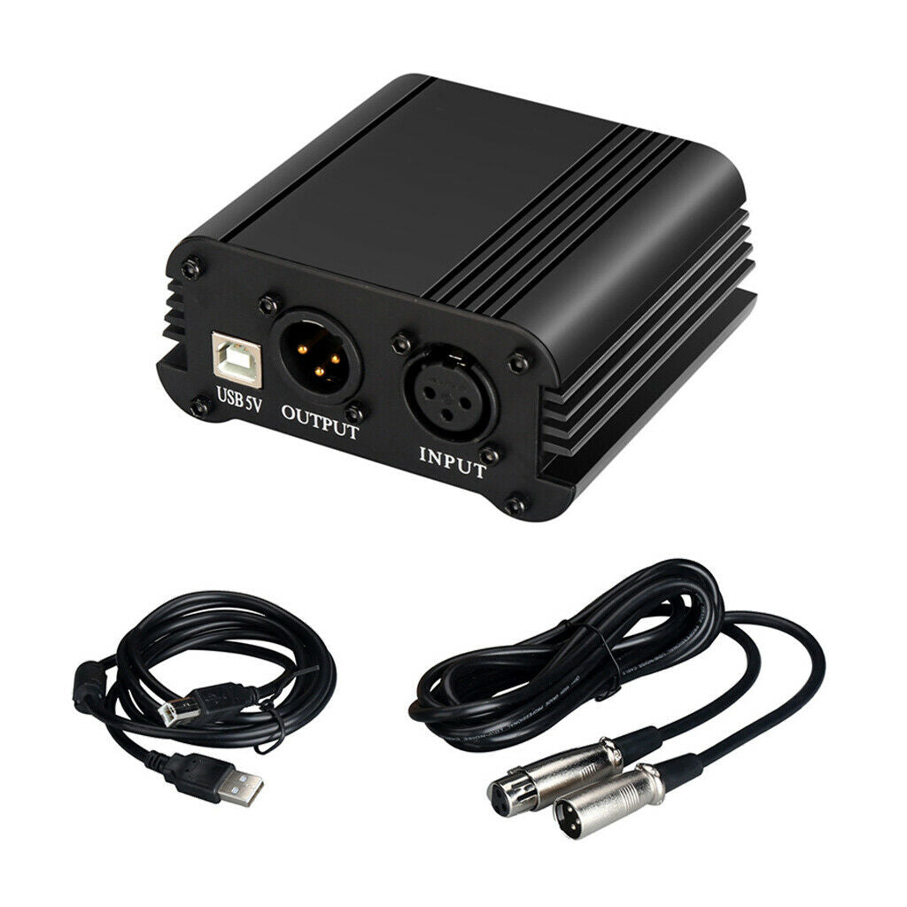 48V Phantom Power Supply for Condenser Microphone Mic Audio Studio Recording