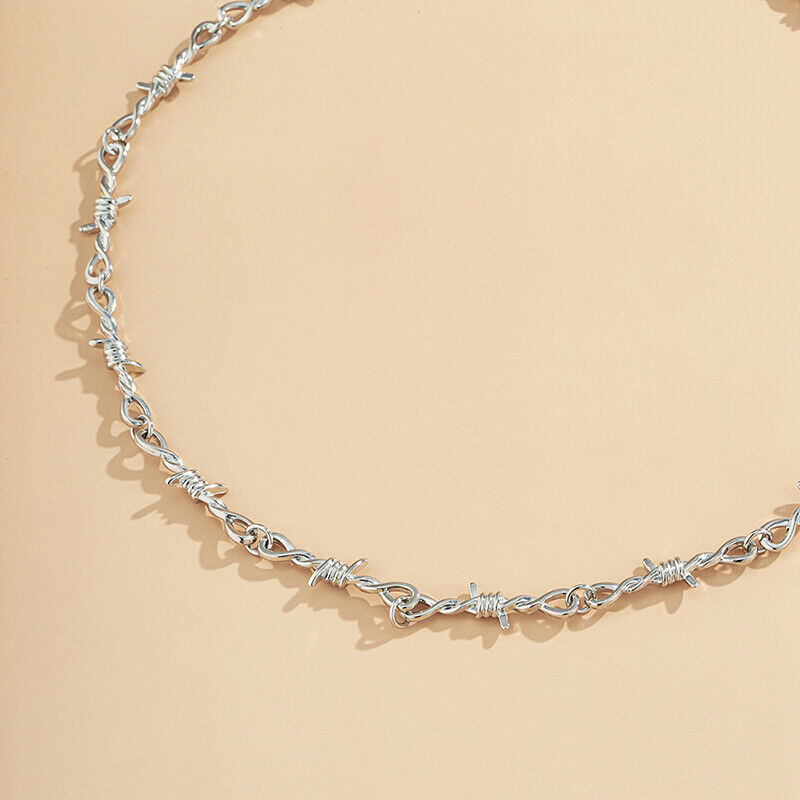 Punk Wire Brambles Necklace Hip-hop Hollow Out Chain Choker Necklace Jewe.l8