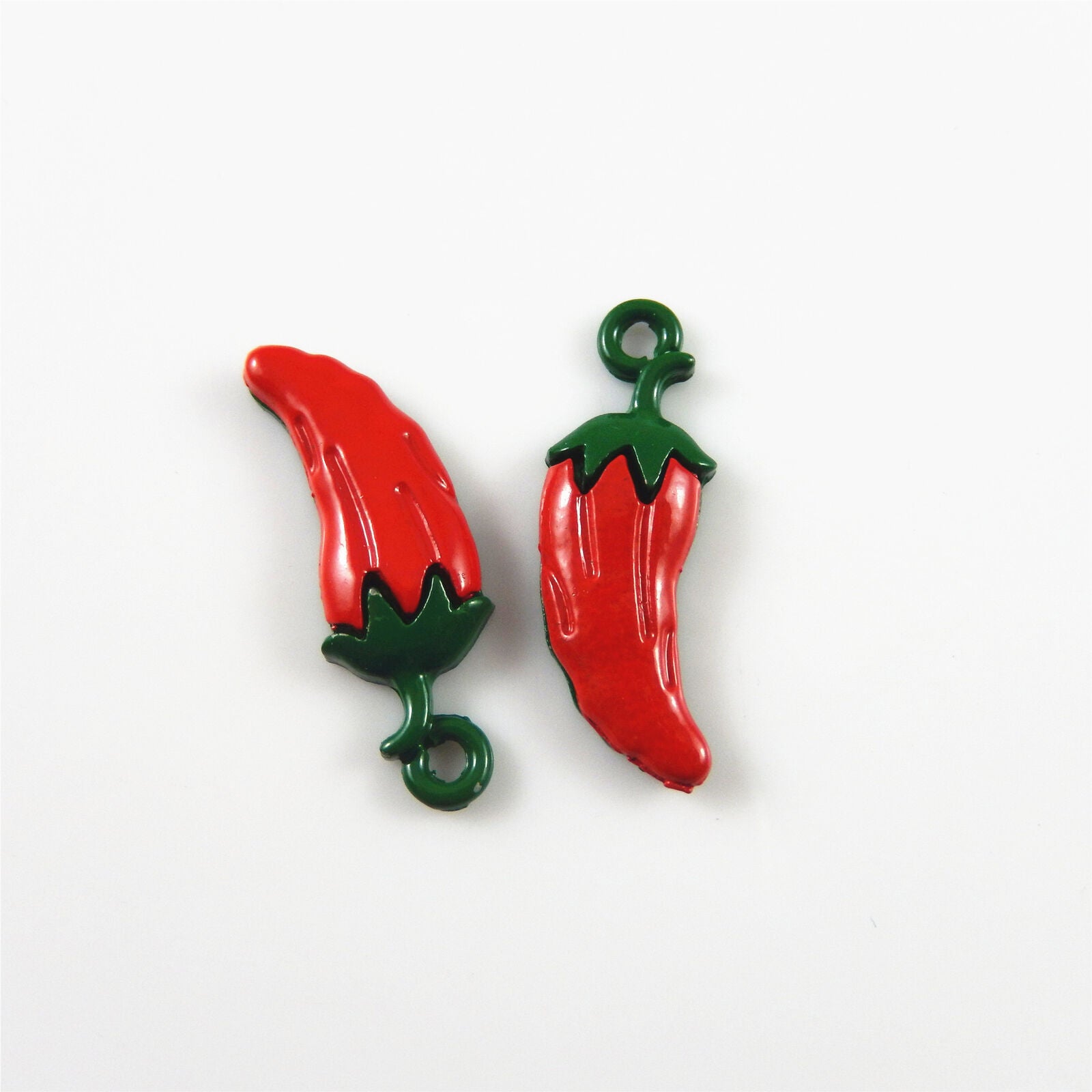 10 pcs Painted Red Alloy Chili Charm Pendant Findings 25x13 mm #52992