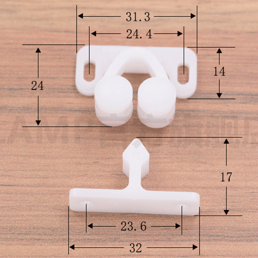 ABS Plastic Double Cupboard Cabinet Wardrobe Ball Roller Catch with Spear
