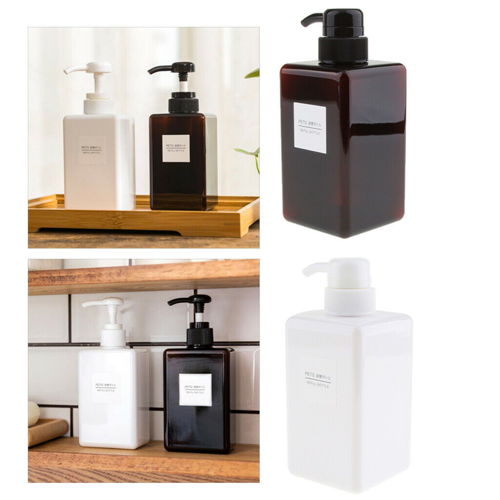 2pcs 450ml Foaming Soap Dispenser Cosmetic Containers Bottles Brown/White