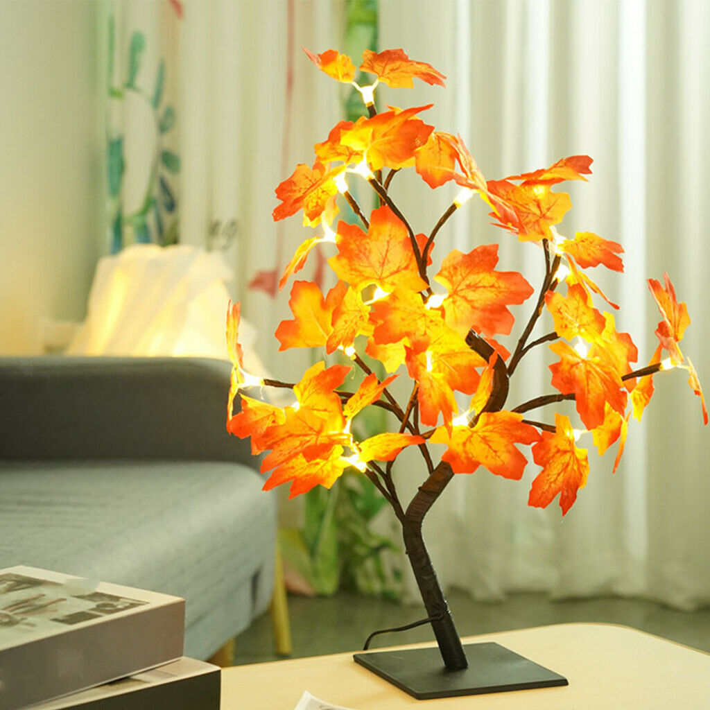 LED Maple Tree Light DIY Thanksgiving Day Home Bedroom Bedside Autumn Lamps