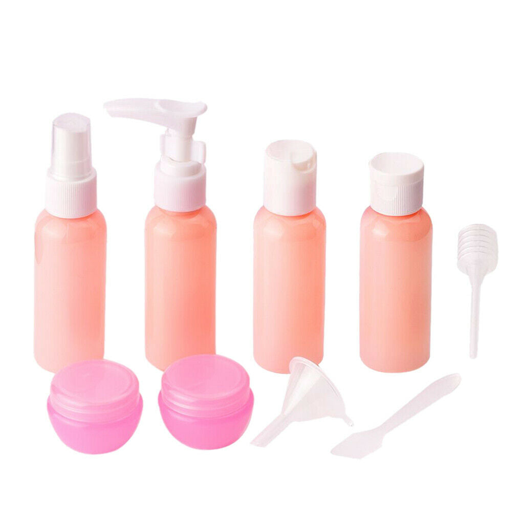9 Pieces Travel Kit Mini Plastic Bottles Makeup Toiletries Container Empty