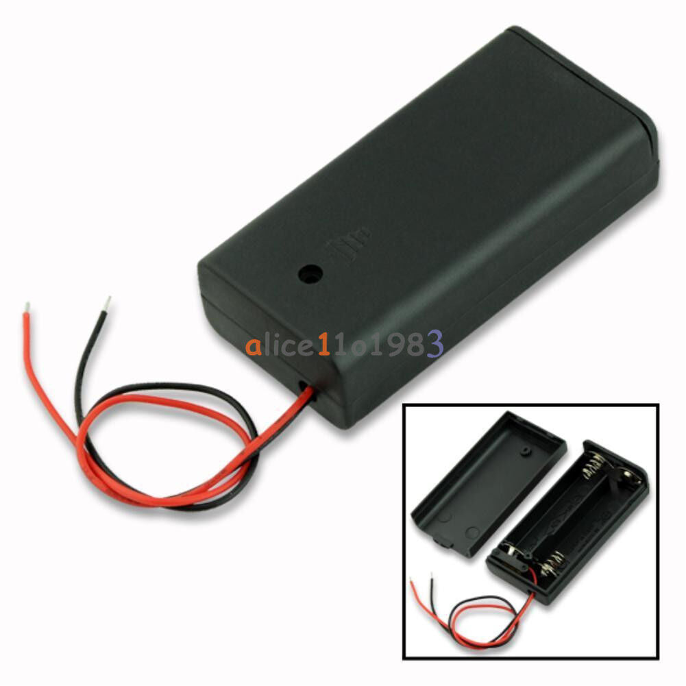 2 AA 2A Battery Holder Box Case with ON/OFF Switch and Cover for 2AA battery