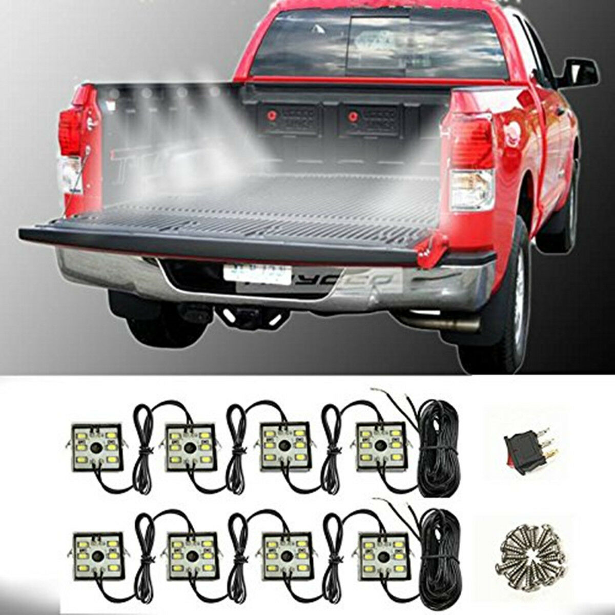 8Pcs Truck Bed LED Lighting Kits For All GMC Chevy Jeep Ford Dodge Truck Pickup