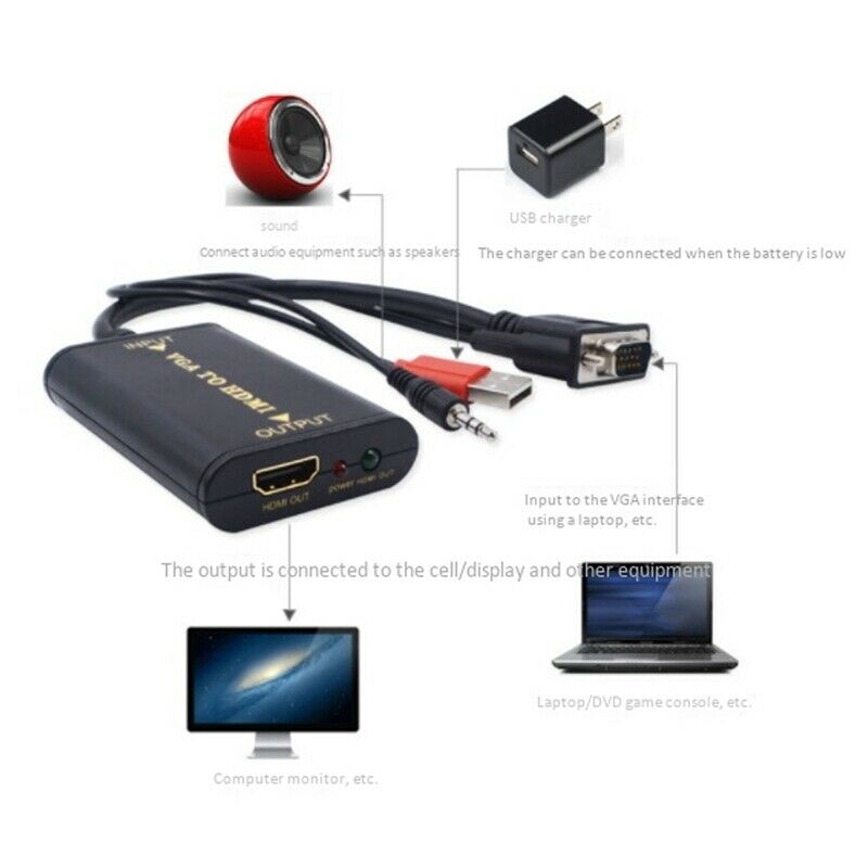 VGA to MI Converter Audio Input with USB Power Supply Vga to mi Mother Audio aJ9