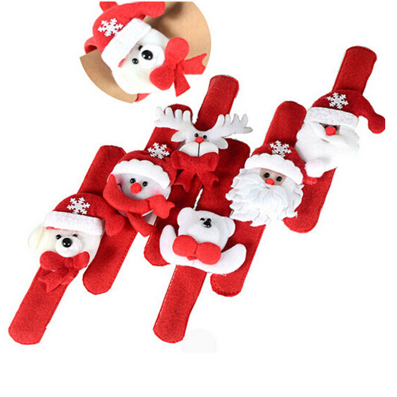 1pc New Christmas Santa Claus Snowman Dog Bear Plush Slap Bracelet Gift S.DD