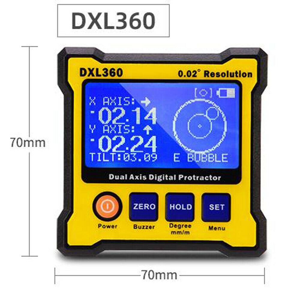 DXL360 Dual Axis 0.02° Resolution Meter Digital Angled Angle Inclinometer