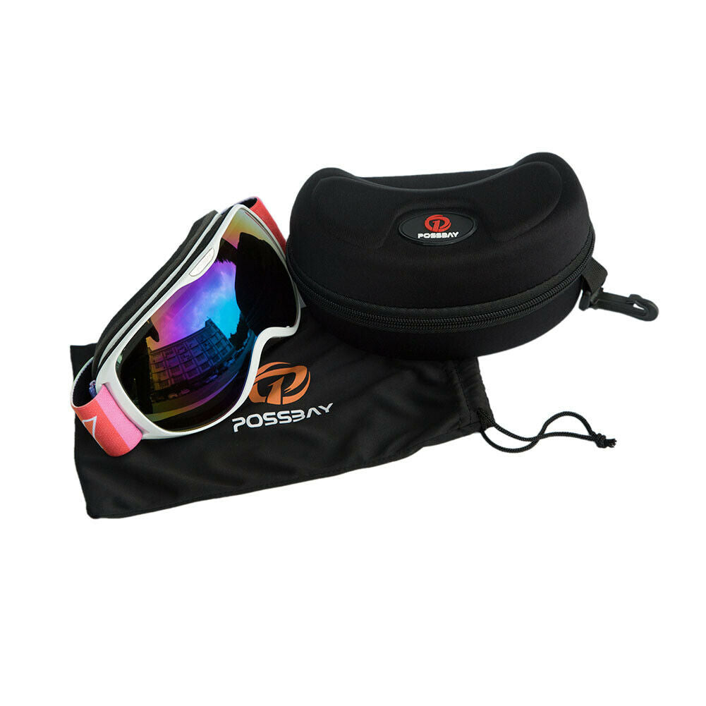 Kids Snowboard Ski Sport Snowmobile Winter Goggles Eyewear Bright White Frame