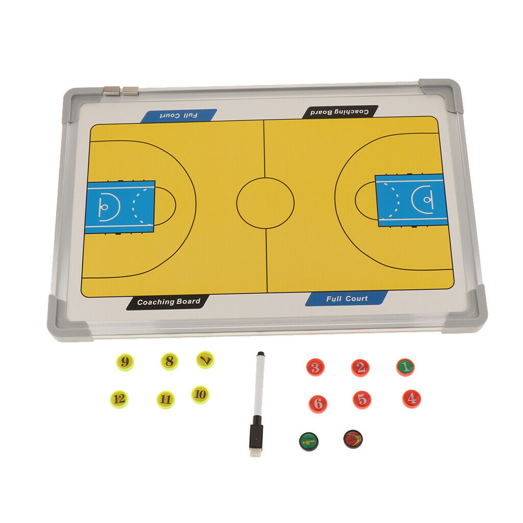 Basketball Coaching Board Magnetic Strategy Clipboard with Marker Pen