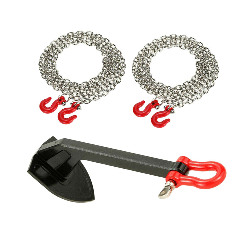 RC Winch Anchor w/ 2pcs Tow Chain for 1/10 TRX4 RC Rock Crawler Accessory