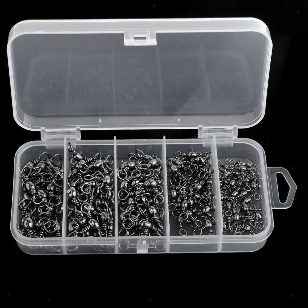 115pcs Heavy Duty Three Way Barrel Swivels Black T Ture Swivels Fishing