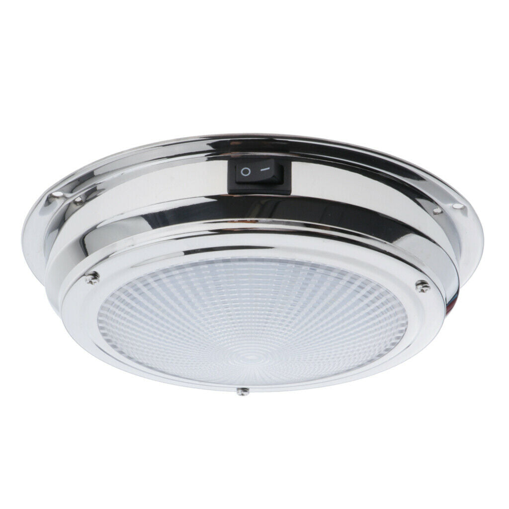12V 6W Stainless Steel LED Dome Light Boat Marine RV Cabin Ceiling Lamp 6.7"