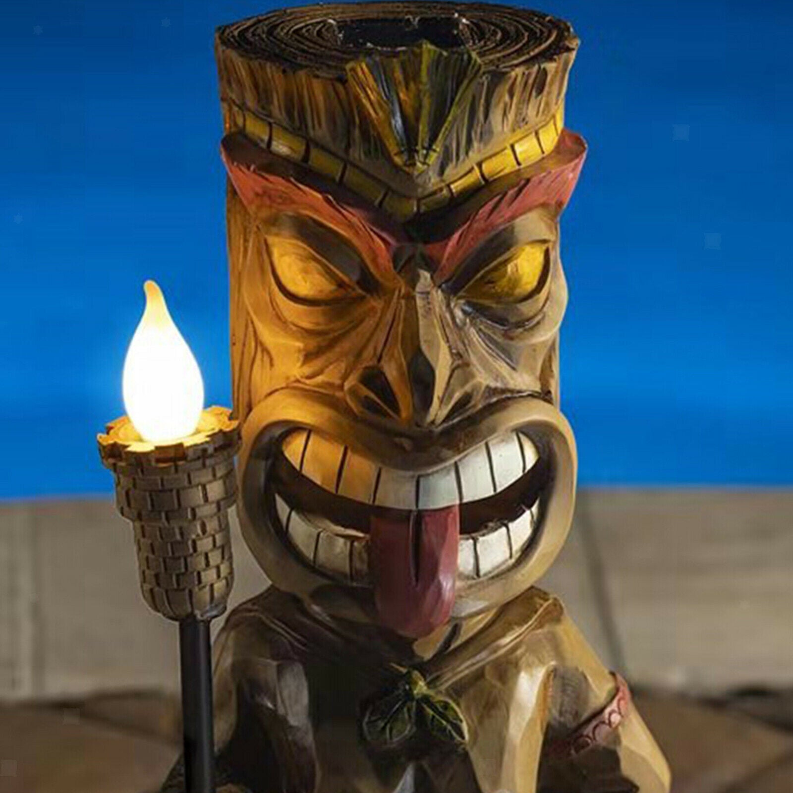 Party Time Tiki Solar Powered LED Outdoor Decor Garden Light Decorations